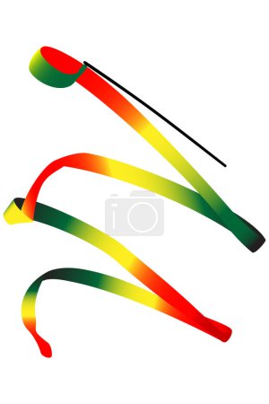 Illustration for Rainbow ribbon for rhythmic gymnastics, colored silhouette on white background, vector illustration - Royalty Free Image