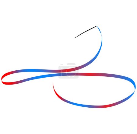 Téléchargez les illustrations : Ruban de gymnastique rythmique, contour rouge-bleu sur fond blanc, illustration vectorielle - en licence libre de droit