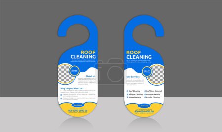Illustration for Roof cleaning service door hanger design template, hotel knob design. vector door hanger. - Royalty Free Image
