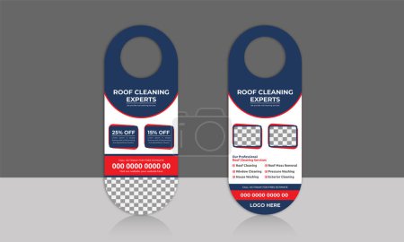 Illustration for Roof cleaning service door hanger design template, hotel knob design. vector door hanger. - Royalty Free Image