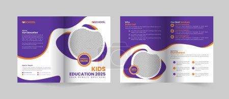 Photo for Creative and Modern School admission bifold brochure template, Bifold Brochure School education flyer vector layout - Royalty Free Image