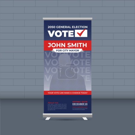 Téléchargez les illustrations : Modèle de présentation vectorielle de conception de bannière de publicité électorale politique - en licence libre de droit