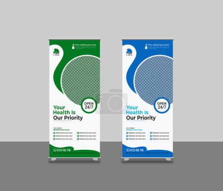 Photo for Medical healthcare roll-up banner template or medical services promotion roll-up banner design - Royalty Free Image