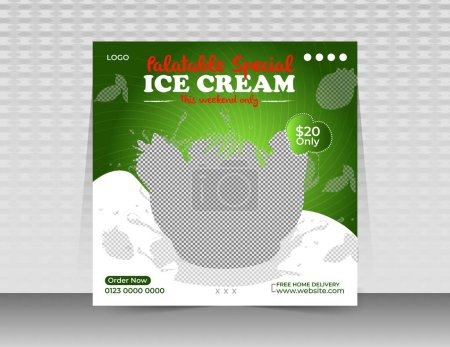 Photo for Delicious ice cream social media post banner template Layout design for marketing on social media - Royalty Free Image