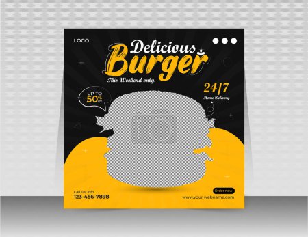 Photo for Food menu social media post banner template Layout design for marketing on social media banners or food  restaurant  Instagram post online banner vector layout - Royalty Free Image