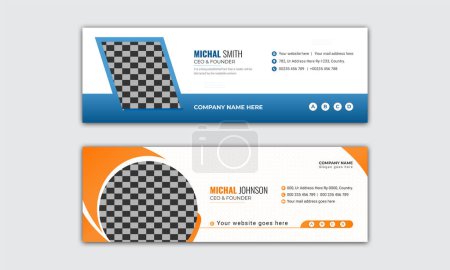 Corporate Email signature unique vector design template or personal business minimalist personal web social media cover layout