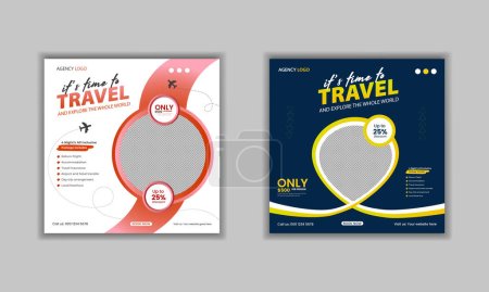 Photo for Travel holiday vacation and tourism Instagram post or social media post template or travel agency social media post vector template design - Royalty Free Image