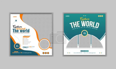 Photo for Travel holiday vacation and tourism Instagram post or social media post template or travel agency social media post vector template design - Royalty Free Image