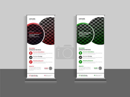 Illustration for Creative Business corporate marketing Roll-Up Banner design vector template design, business roll-up display standee for presentation - Royalty Free Image