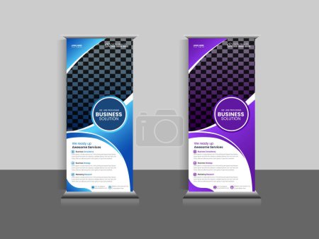 Creative Business corporate marketing Roll-Up Banner design vector template design, business roll-up display standee for presentation
