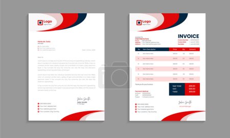 Photo for Corporate and flat business invoice design template with 2 variations bundle or professional Business letterhead template - Royalty Free Image