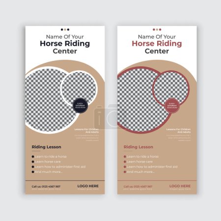 Photo for Horse riding dl flyer, poster, leaflet, Rack Card template or Horseback riding lesson Dl flyer template or Horse Farm Rack Card/dl flyer, poster, leaflet Template Horse riding lessons advertisement Rack Card/dl flyer/poster/leaflet Template - Royalty Free Image