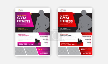 Illustration for Fitness Gym Flyer and Poster Template or Fitness workout flyer Design or Professional Fitness Gym layout - Royalty Free Image