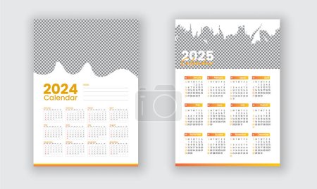 Ilustración de 2024 y 2025 El diseño del calendario 2024 y 2025 años de la semana comienza el conjunto de diseño de planificador de domingo - Imagen libre de derechos