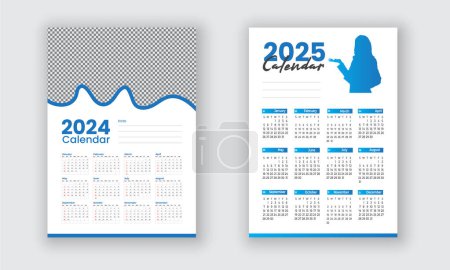 Photo for Calendar design for the 2024 and 2025 year week starts Sunday planner layout set - Royalty Free Image