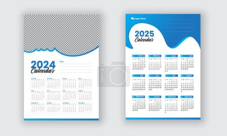 Ilustración de El diseño del calendario para la semana de 2024 y 2025 años comienza el conjunto de diseño de planificador de domingo - Imagen libre de derechos