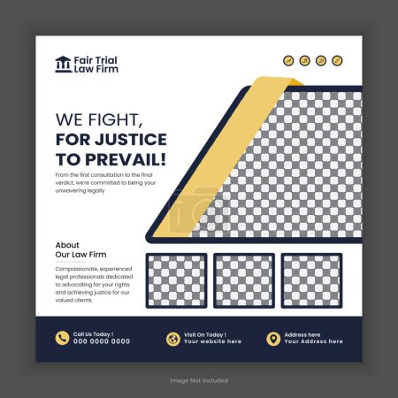 Law Firm Social media post and law consultation square flyer or web banner template design