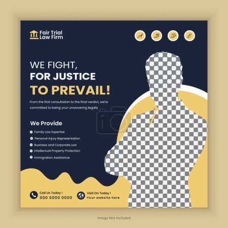 Illustration for Law Firm Social media post and law consultation square flyer or web banner template design - Royalty Free Image