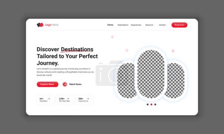Photo for Travel agency landing page design for travel landing page template, Hero section for travel website, web page design for website and mobile website, travel homepage hero banner template. - Royalty Free Image