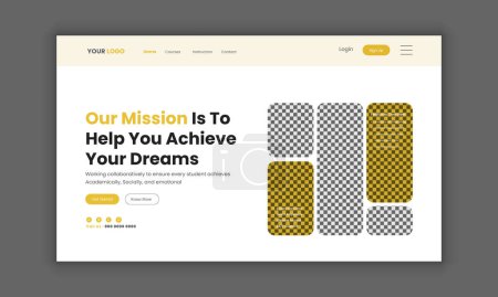 Photo for LMS website landing page or education landing page, course sale landing page, website homepage for online learning, website hero section banner design template. - Royalty Free Image