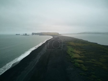 Vik . Black beach. Iceland . Drone. High quality photo