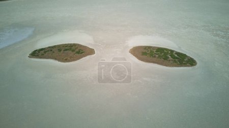 Dry lake, salt flat in Europe Italy on the island of Sardinia. Drone. High quality photo