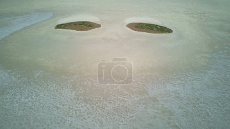 Dry lake, salt flat in Europe Italy on the island of Sardinia. Drone. High quality photo
