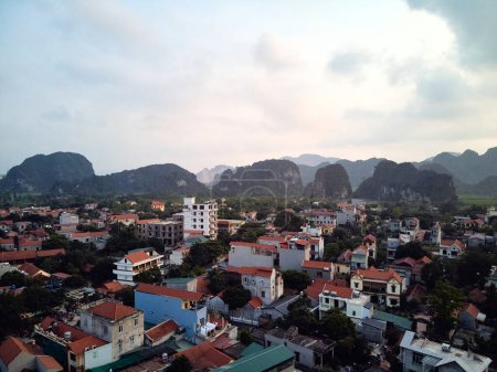 the town of Ninh Binh, Vietnam. drone. High quality photo