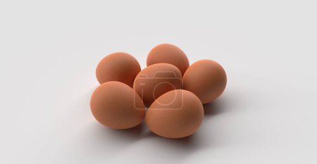 Foto de Seis huevos en fondo blanco - Imagen libre de derechos