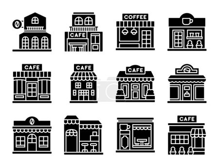 Illustration for Coffee shop and cafe solid icon set 4, vector illustration - Royalty Free Image