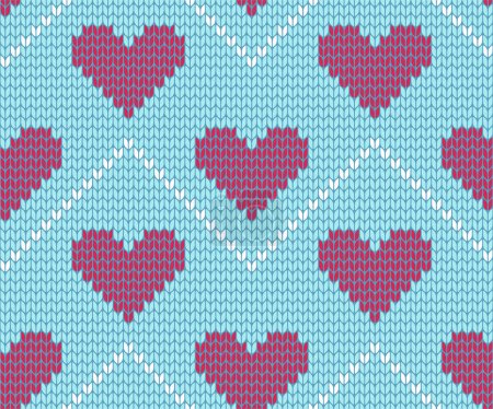 Knitted heart seamless pattern background, vector illustration