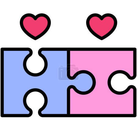 Téléchargez les illustrations : Jigzaw puzzle icon, Love and heart vector illustration - en licence libre de droit