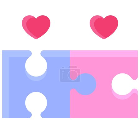 Téléchargez les illustrations : Jigzaw puzzle icon, Love and heart vector illustration - en licence libre de droit