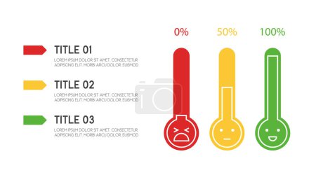 Illustration for Feedback3 options smile rating infographic scale emoji face of customer satisfaction concept. illustration level for review and evaluation of service or good - Royalty Free Image