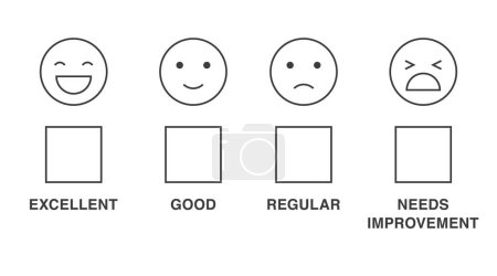 Illustration for 4 scale smile rating Feedback emoji face of customer satisfaction concept. illustration level for review and evaluation of service or good or use in questionare - Royalty Free Image