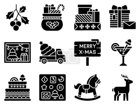 Illustration for Elevate your festive designs with our Christmas icon set. This collection features a variety of holiday-themed vectors - Royalty Free Image