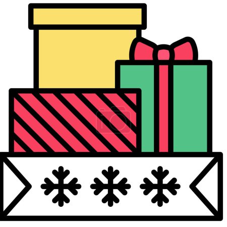 Ilustración de Pila de cajas de regalo icono, una perfecta ilustración vectorial relacionada con la Navidad. Aporta calidez y alegría a tus proyectos con este gráfico festivo. - Imagen libre de derechos