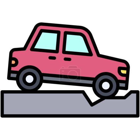 Car fell into a hole icon, car accident and safety related vector illustration