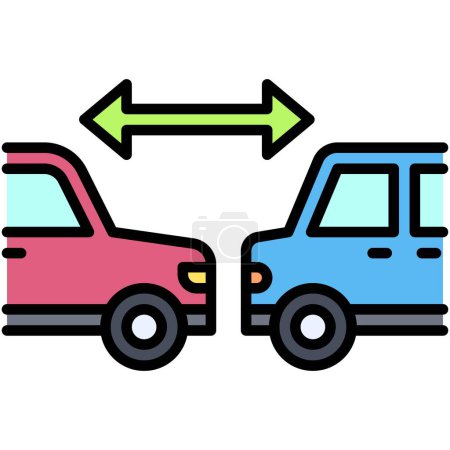 Ilustración de Rango entre el icono del coche, accidente de coche e ilustración vectorial relacionada con la seguridad - Imagen libre de derechos