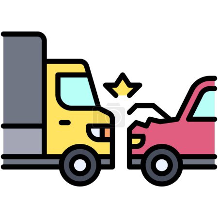 Illustration for Truck crash with a car icon, car accident and safety related vector illustration - Royalty Free Image