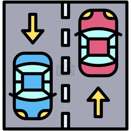 Oncoming traffic icon, car accident and safety related vector illustration