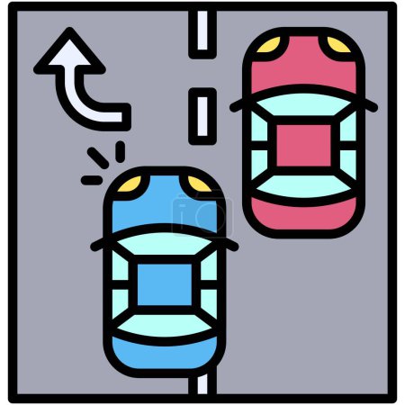 Ilustración de Icono de coche adelantamiento, accidente de coche e ilustración vectorial relacionada con la seguridad - Imagen libre de derechos