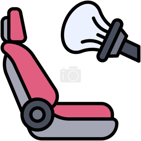 icono del airbag, accidente de coche e ilustración vectorial relacionada con la seguridad