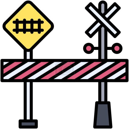 Railroad barrier icon, car accident and safety related vector illustration