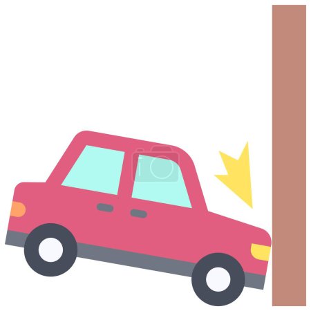 Car crashed into a wal icon, car accident and safety related vector illustration