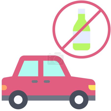 Téléchargez les illustrations : Icône de conduite sans alcool, accident de voiture et illustration vectorielle liée à la sécurité - en licence libre de droit