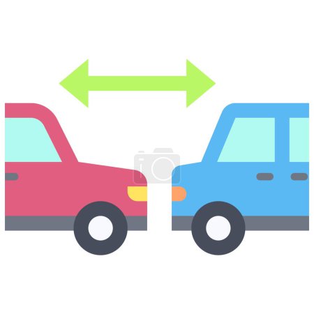 Ilustración de Rango entre el icono del coche, accidente de coche e ilustración vectorial relacionada con la seguridad - Imagen libre de derechos