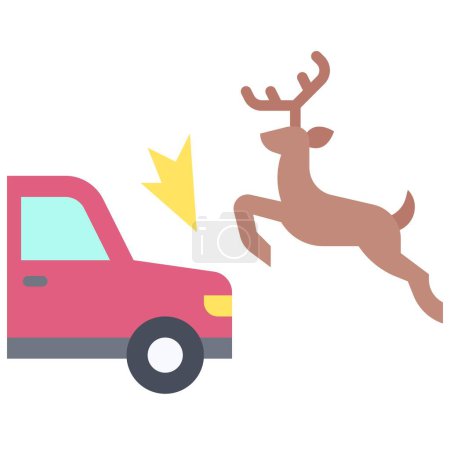 Autounfall mit Tier-Ikone, Autounfall und sicherheitsrelevante Vektorillustration