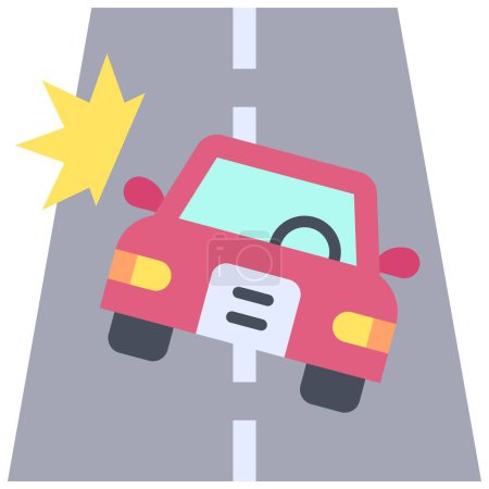 Auto-Schleudersymbol, Autounfall und sicherheitsrelevante Vektor-Illustration