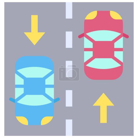 Gegenverkehr, Autounfall und sicherheitsrelevante Vektor-Illustration